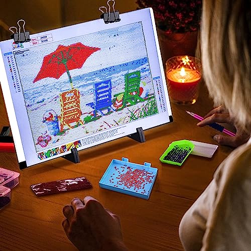 Ratukall A3 LED Light Pad for Diamond Painting, USB Powered Light Board Kit | Adjustable Brightness Light Box for Tracing with Diamond Art Accessories & Tools, Includes Storage Case, Drill Pens & Stand - style: 02-A3 Light Pad Kit