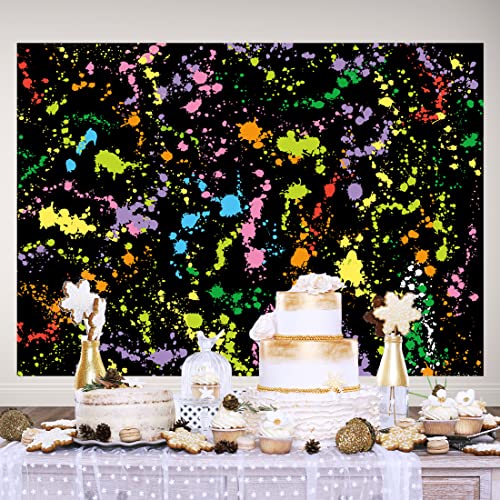Colorful Paint Splash Backdrop Abstract Graffiti Style Photography Background Neon Glow Splatter Hip Hop Disco Retro 80's 90's Happy Birthday Glow Party Art Vinyl 7x5ft Banner Photo Studio Props