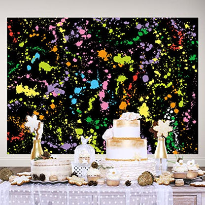 Colorful Paint Splash Backdrop Abstract Graffiti Style Photography Background Neon Glow Splatter Hip Hop Disco Retro 80's 90's Happy Birthday Glow Party Art Vinyl 7x5ft Banner Photo Studio Props