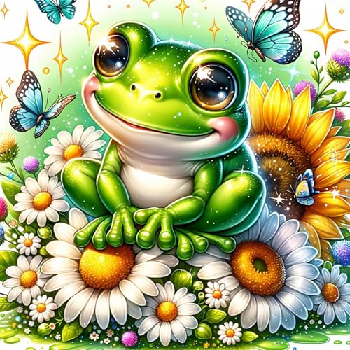 Axquilon Frog Diamond Art Kits for Adults 12x12 inch | Diamond Painting Kits for Adults Beginner, DIY 5D Full Drill Frog Gem Art for Home Wall Decor - color: Frog