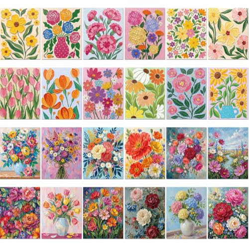 Sherr 24 Pcs Pre Drawn Canvas for Painting Adult Pre Printed Canvas Bulk Sip and Paint Kit Stretched Panels Paint Set for Theme Valentine Painting Night Party Favor(Abstract Flower,8 x 10 Inch) - size: 8 x 10 Inch, style: Abstract Flower