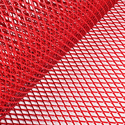 AggAuto Universal 40"x13" Car Grill Mesh 6x12mm Rhombic Hole Red | Aluminum Alloy Automotive Grille Insert Bumper, One of the Most Multifunctional Shape Grids 100x33cm - size: 6x12mm Rhombus - Red