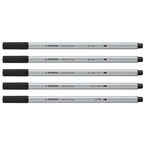 STABILO - Creative Tips - Multi-Tip Pen Set - ARTY - Pack of 5 - Black
