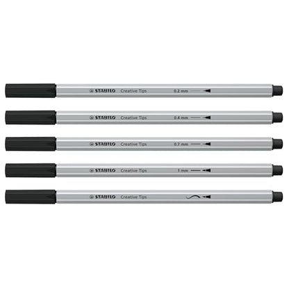 STABILO - Creative Tips - Multi-Tip Pen Set - ARTY - Pack of 5 - Black