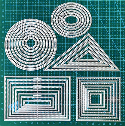 Cutting Dies Stencil Triangle Square Rectangle Round Ellipse Metal Mould for DIY Scrapbook Album Paper Card - style: Basic dies set