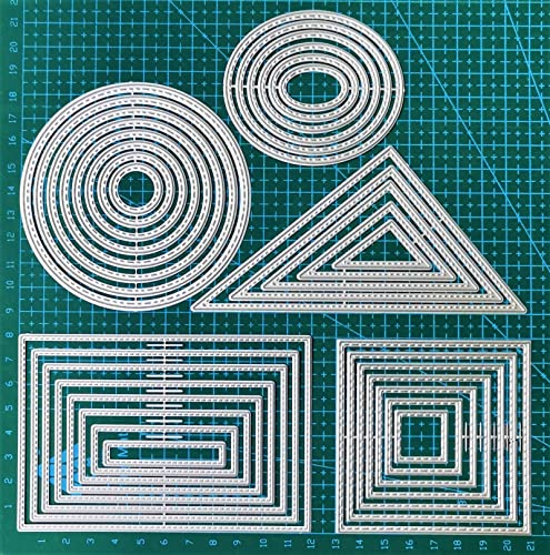 Cutting Dies Stencil Triangle Square Rectangle Round Ellipse Metal Mould for DIY Scrapbook Album Paper Card - style: Basic dies set