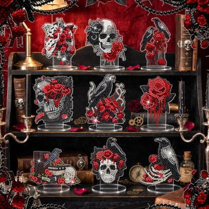 Kosiz 9 Pcs Halloween Diamond Painting Tabletop Decorations for Adults - style: Gothic