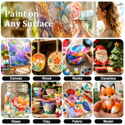 Caliart 52 Colors Acrylic Paint Set with Painting Brushes - color: Regular, size: 2 Fl Oz (Pack of 52)