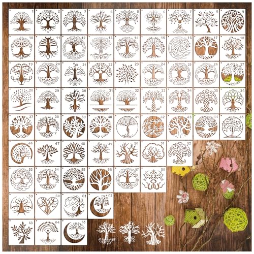 Small Stencils for Painting on Wood Burning Reusable, 3 Inch Reusable Stencil for Craft Ornament Paint Template Stencils for Wall Card Rock Wood Signs Coasters Canvas Home Decor(Tree) - style: tree