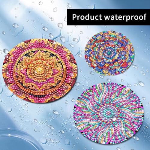 8 Pcs Boho Diamond Art Painting Coasters with Holder, DIY Boho Mandala Flower Diamond Crafts Coasters for Adults Diamond Art Painting Kits for Beginners, Diamond Craft Supplies for Adults - color: Datura Flower