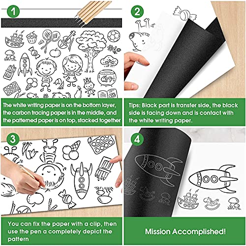 PSLER Carbon Paper for Tracing - 30pcs Graphite Transfer Paper, A4 | Use with Tracing Paper, Carbon Copy Paper for Drawing Patterns on Wood, Canvas, Fabric, Artist Lettering & Sketching - color: blue