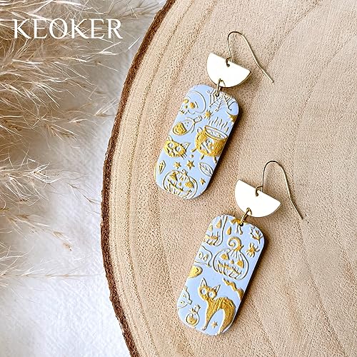 Keoker Texture Sheets for Polymer Clay, Clay Texture Mat for Making Earrings Jewerly, Halloween Polymer Clay Earrings Tools (No. 6) - color: polymer clay texture for Halloween 6