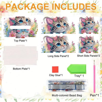 LSQFS DIY Diamond Art Tissue Box Kit,Cat,Ideal Gift,1PC - color: Cat 1