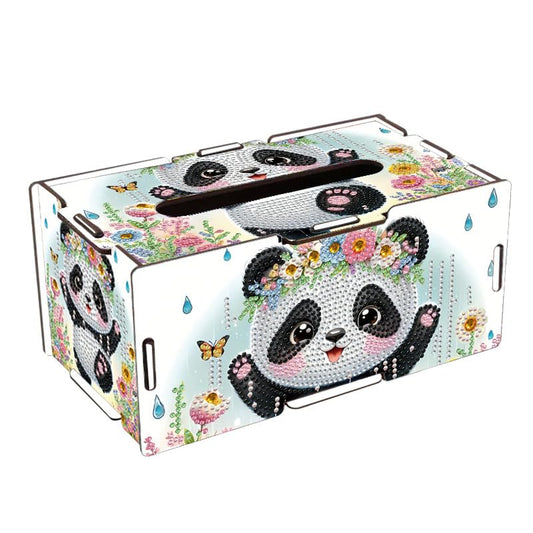 LSQFS DIY Diamond Art Tissue Box Kit,Home Office Decor, Ideal Handmade Gift - color: Panda 1