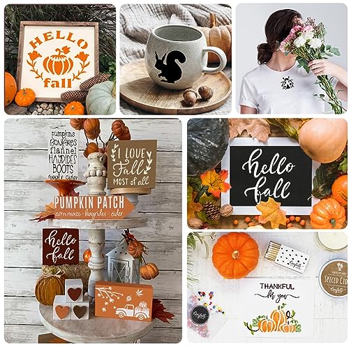 50 PCS Fall Painting Stencils Reusable Fall Stencils for Painting on Wood Rocks Canvas Fabric Glass Pottery 4x4 Inch - color: Fall
