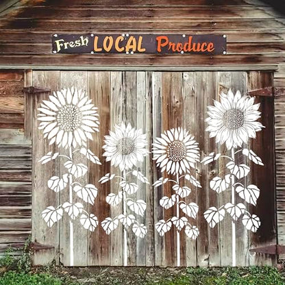 Large Flower Stencils for Painting,8 Pcs Reusable Sunflower Stencils for Painting on Wood Fence Walls Fabric Glass (Sunflower) - color: Sunflower(8Pcs)