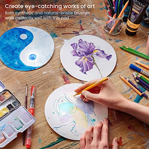ARTEZA Watercolor Paper, 20 Sheets, 7 Inch Diameter Round Paper Pads, 140lb/300gsm, 100% Cotton, Cold Press, Acid Free Art Paper - size: 20 Sheets (7 inch Round)