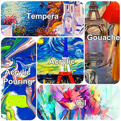 Stretched Canvases for Painting 10x20 Inch 7-Pack, 10 oz Triple Primed Acid-Free 100% Cotton Blank Canvas, Rectangular Canvas for Oil Paint Acrylics Pouring & Wet Art Media - size: 10"x20"(7-Pack), style: Studio