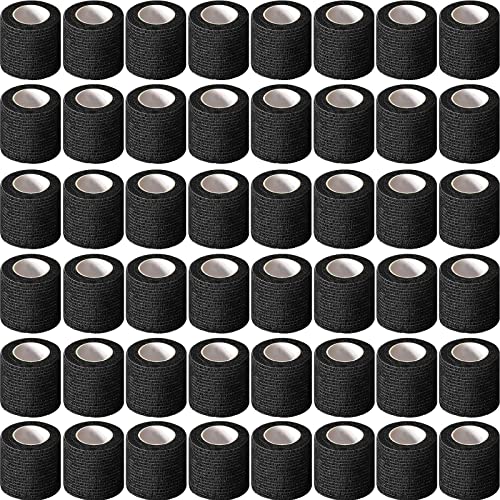 Treela 64 Pack 2" X 5 Yards Self Adhesive Bandage Wrap Black | Cohesive Flexible Wrap for Wrist Ankle Fingers, Breathable Sports Tape, Self Adherent Rolls for Pets Vet, Coban Style - color: Black, size: 2 Inch X 5 Yard