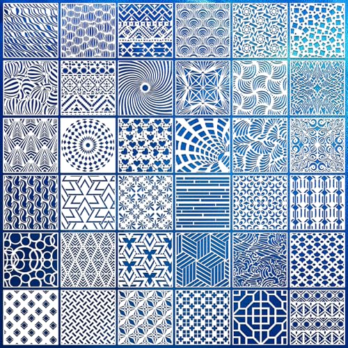 Geometric Texture Stencils for Crafts Reusable 36Pcs Stencils(7.8X7.8 Inch) - color: Texture 7