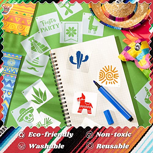 Fainne 100 Pcs 2 Inch Mexican Stencils Small Stencils for Painting | Reusable Craft Stencils, DIY Scrapbook, Wood Wall Fabric Rock Chalkboard Sign Painting, Home Art Decor Projects - style: Mexican Festival