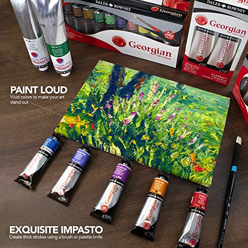 Daler Rowney Georgian Oil Paint Hooker's Green 225ml Tube - Art Paints for Canvas Paper and More - Oil Painting Supplies for Artists and Students - Artist Oil Paint for Any Skill Set