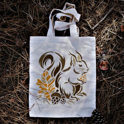 Squirrel Nut Stencil, Animal Reusable Painting Template - style: Squirrel