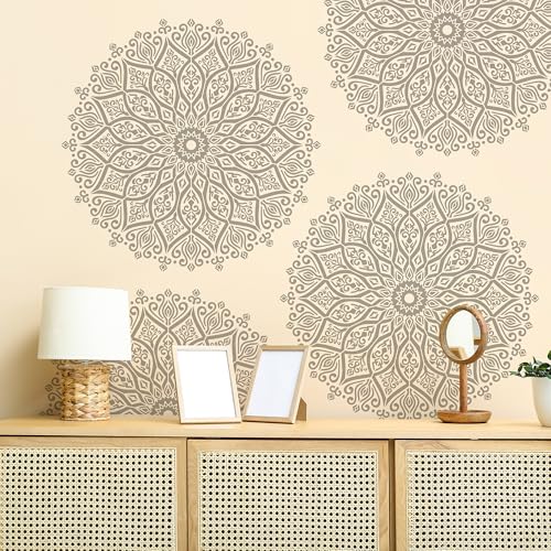 Sistink Large Mandala Stencils for Painting - Folk Rangoli Mandala Large Stencils for Painting on Wall Furniture Decor - style: mandala