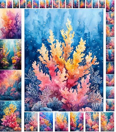 Decoupage Paper Pack (35 Sheets 6"x8") Coral Fantasy: Vibrant and Colorful Underwater Coral Gardens teeming with Life, capturing The Beauty of Oceanic ecosystems FLONZ Vintage - color: ThirtyTwo