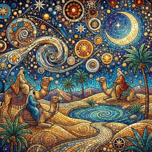 WCHUIMM Pilgrimage Diamond Painting Kits for Adults, 5D Camel Caravan Diamond Art for Beginners, DIY Full Round Drill Paint by Diamonds Dot Gem Art for Adults, Home Wall Decor 12x12 Inch - color: Pilgrimage