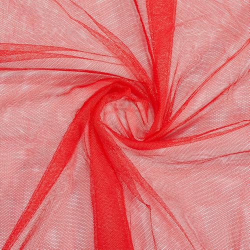 63 Inch Red Tulle Fabric Polyester Mesh Netting by The Yard Breathable Mosquito Sheer Fabrics Soft Wedding Voile Solid Gauze Cloth for Sewing Making Craft Clothes Dresses Home Decor DIY - color: Red