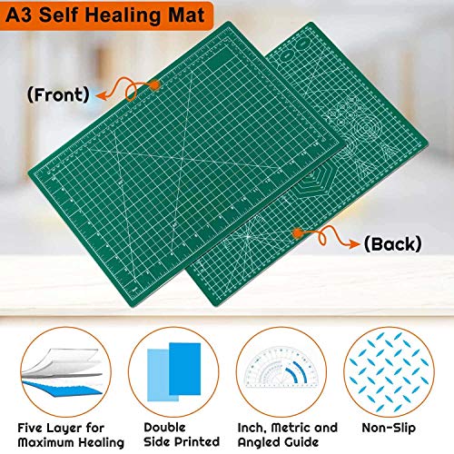 anezus Self Healing Sewing Mat, 12inch x 18inch Rotary Cutting Mat Double Sided 5-Ply Craft Cutting Board for Sewing Crafts Hobby Fabric Precision Scrapbooking Project - color: Green, size: 17.8"L x 11.9"W