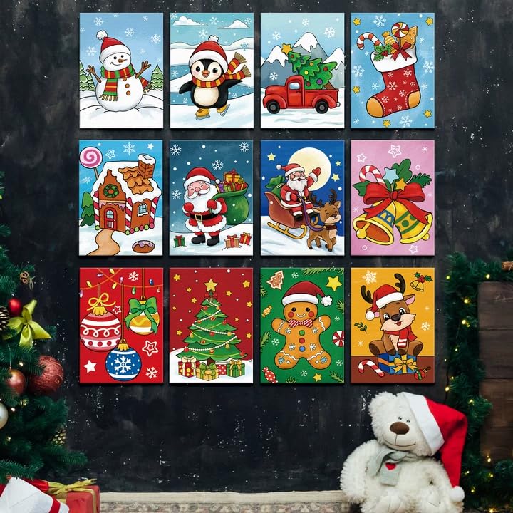 Louise Maelys Christmas Pre Drawn Canvas to Paint for Kids - color: CHRISTMAS