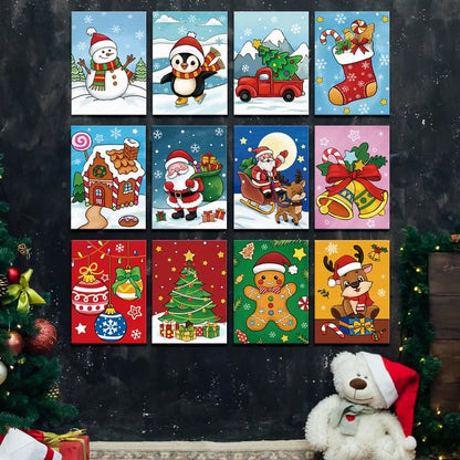 Louise Maelys Christmas Pre Drawn Canvas to Paint for Kids - color: CHRISTMAS