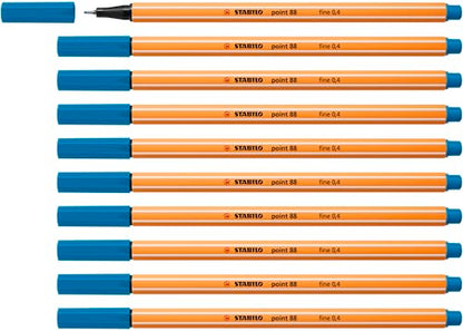 Fineliner - STABILO point 88 - Pack of 10 - Light Blue - color: Light Blue, size: 1 Count (Pack of 10)