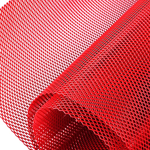 AggAuto Universal 40"x13" Car Grill Mesh 3x6mm Rhombic Hole Red | Aluminum Alloy Automotive Grille Insert Bumper, One of the Most Multifunctional Shape Grids 100x33cm - size: 3x6mm Rhombus - Red