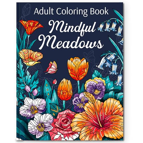 Flower Coloring Book for Women with 31 Botanical Designs & Virtue Prompts | Adult Coloring Book for Women with Calming Plant & Garden Designs for Mindfulness & Stress Relief, 140gsm Perforated - color: Mindful Meadows - Plants & Flowers