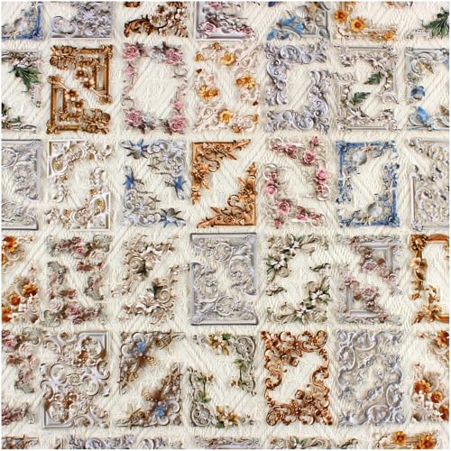 Thick Baroque Embossed Paper Corner Embellishments for Scrapbooking, 120 Pieces 3D Retro Decorative Frame, Collage Materials for Junk Journaling Supplies, Album - color: Baroque Embossed Corner Paper Cutouts