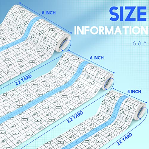 Nuanchu 9 Rolls Tattoo Second Skin Bandage,4 Inch, 6 Inch, 8 Inch Wide | Waterproof Transparent Adhesive for Swimming, Stretch Recovery Derm Shield Aftercare, Alternative Clear Film - size: 4 Inch, 6 Inch, 8 Inch Wide