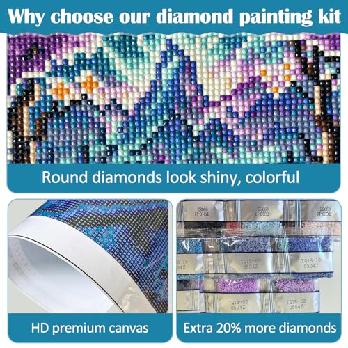 Landscape Mountain Lake Diamond Art Kits for Adults, 5D Diamond Painting Kits for Adults Beginners, DIY Full Round Drill Diamond Dot Painting Gem Art Kits for Adults, Home Wall Decor 13.8x13.8 Inch