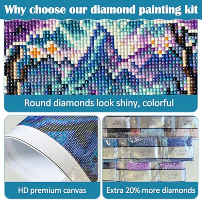 Landscape Mountain Lake Diamond Art Kits for Adults, 5D Diamond Painting Kits for Adults Beginners, DIY Full Round Drill Diamond Dot Painting Gem Art Kits for Adults, Home Wall Decor 13.8x13.8 Inch