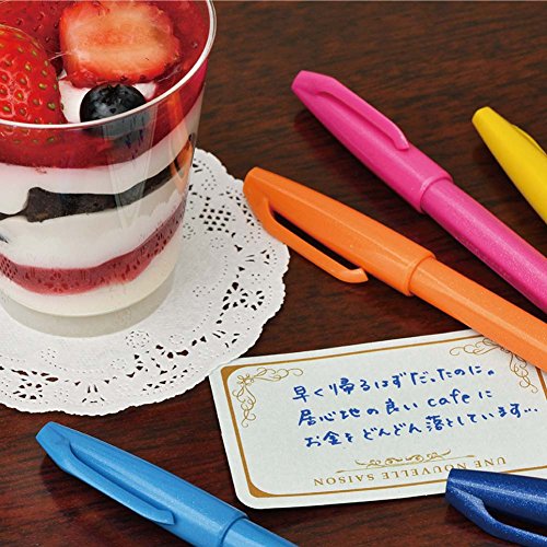 Pentel pen touch felt-tip pen 12 color set SES15C-12 (japan import) - color: Pink