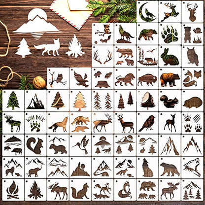 Small Stencils for Painting on Wood Burning Reusable, 3 Inch Reusable Stencil for Craft Ornament Paint Template Stencils for Wall Card Rock Wood Signs Coasters Canvas Home Decor (Animal Wildlife) - style: animal Wildlife