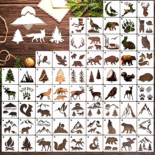 Small Stencils for Painting on Wood Burning Reusable, 3 Inch Reusable Stencil for Craft Ornament Paint Template Stencils for Wall Card Rock Wood Signs Coasters Canvas Home Decor (Animal Wildlife) - style: animal Wildlife