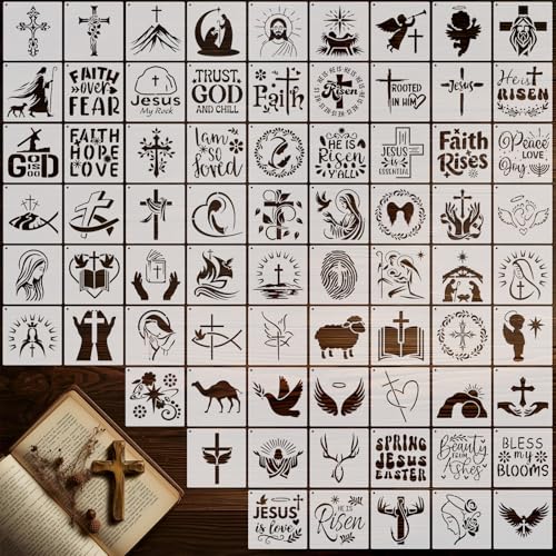 Marspark 72 Pcs Small Jesus Stencils for Crafts Reusable, 3 Inch - style: Jesus