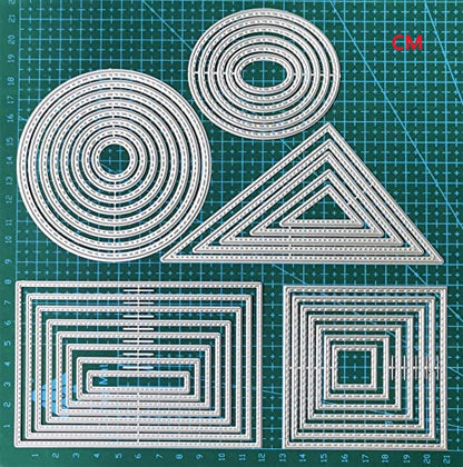 8Pcs Rectangle Cutting Dies Stencil DIY Scrapbook Album Paper Card Embossing Tool (Rectangle) - style: Rectangle