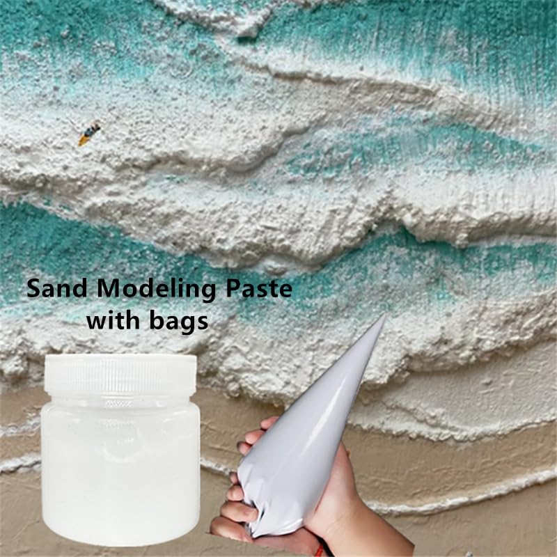 Acrylic Modeling Paste 3D Art Texture Paste 9.88oz/280ml, Ideal for Wood/T-Shirts/Glass/Stone, Sculpting Material Fast Drying Gesso Alternative DIY Crafts Projects (Sand Texture Paint with Bags) ﻿ - color: Texture Paste with Bags