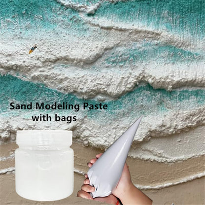 Acrylic Modeling Paste 3D Art Texture Paste 9.88oz/280ml, Ideal for Wood/T-Shirts/Glass/Stone, Sculpting Material Fast Drying Gesso Alternative DIY Crafts Projects (Sand Texture Paint with Bags) ﻿ - color: Texture Paste with Bags