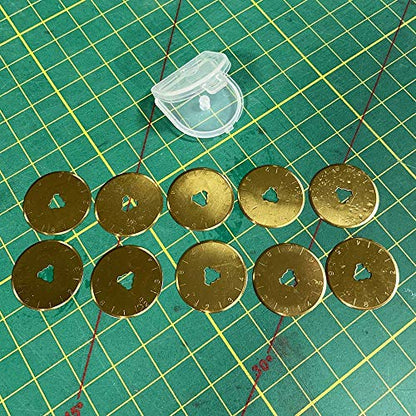 Titanium Rotary Cutter Blades 28mm 10 Pack Replacement Blades for Fabric | Titanium-Coated Rotary Blades for Smooth Cutting of Fabric Paper and Craft Sharp and Durable for Quilting Sewing Scrapbooking - size: 28mm