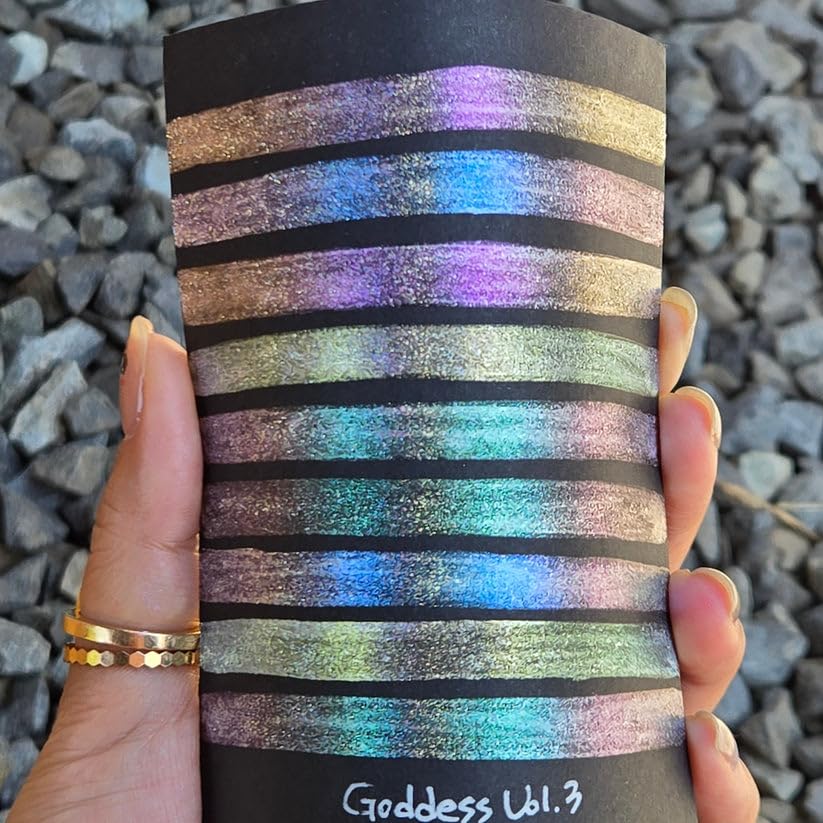 IUILE Handmade Watercolor Paints - Goddess Vol. 3 Dot Card (9 colors). Super Shift, Holographic, Metallic, Shiny, Shimmer - color: Goddess Vol. 3 Dot